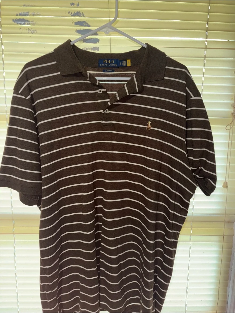 Polo Ralph Lauren Brown Striped Classic Fit Polo Shirt Men’s Large